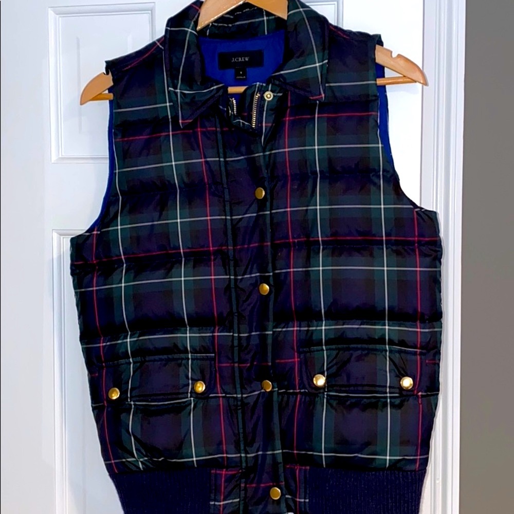 JCrew women’s plaid puffer vest - Picture 1 of 4